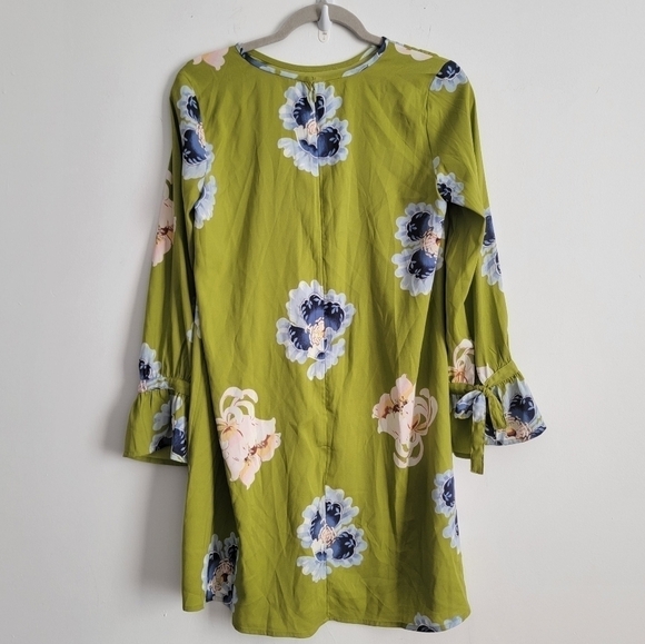 LOFT green floral silky short dress - Picture 5 of 9